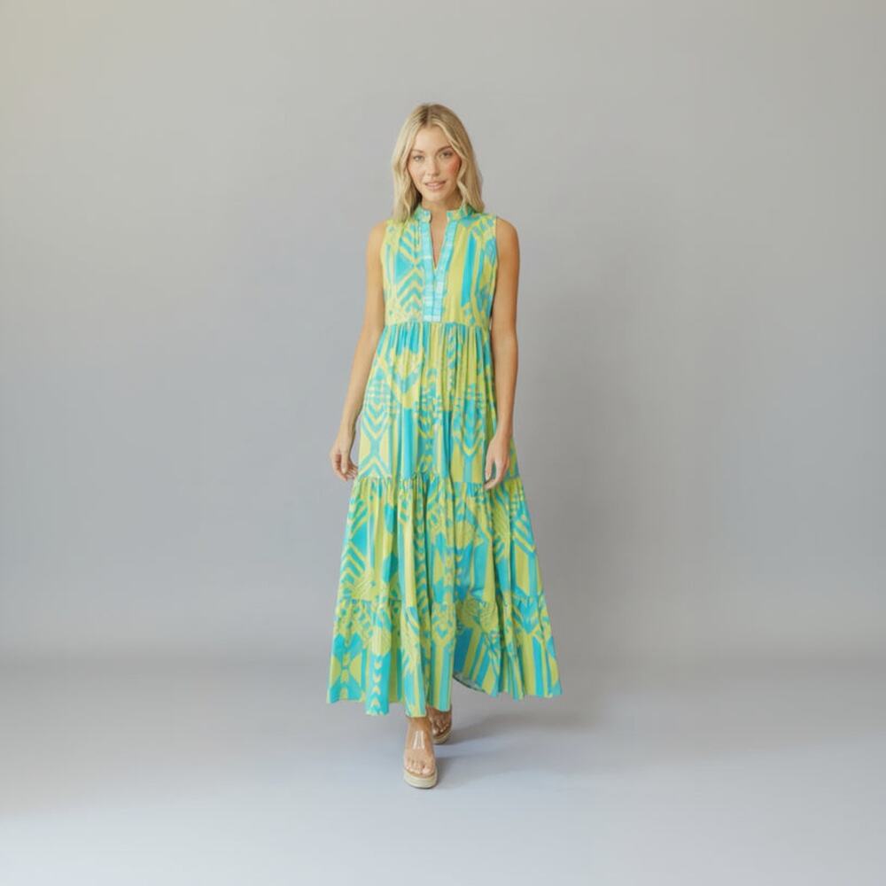 Sheridan French turquoise and lime Tessa dress, size S